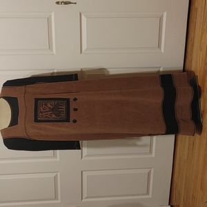 Elegant Long Sleeve Brown and Black Dress